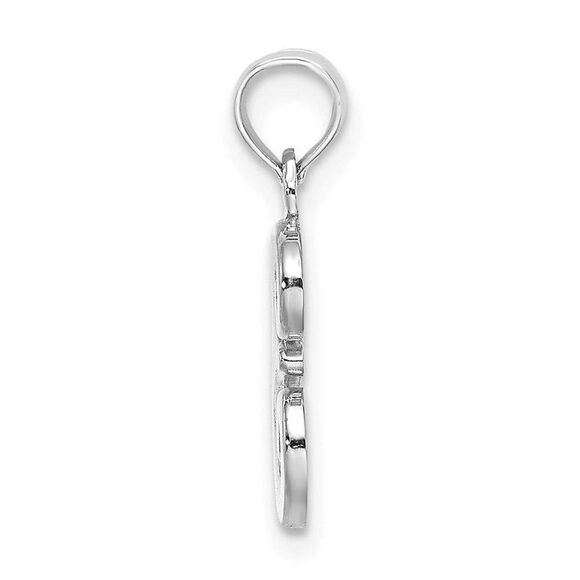 10K White Gold Polished E Script Initial Charm - Picture 7 of 9